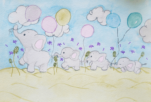La famille d'éléphants