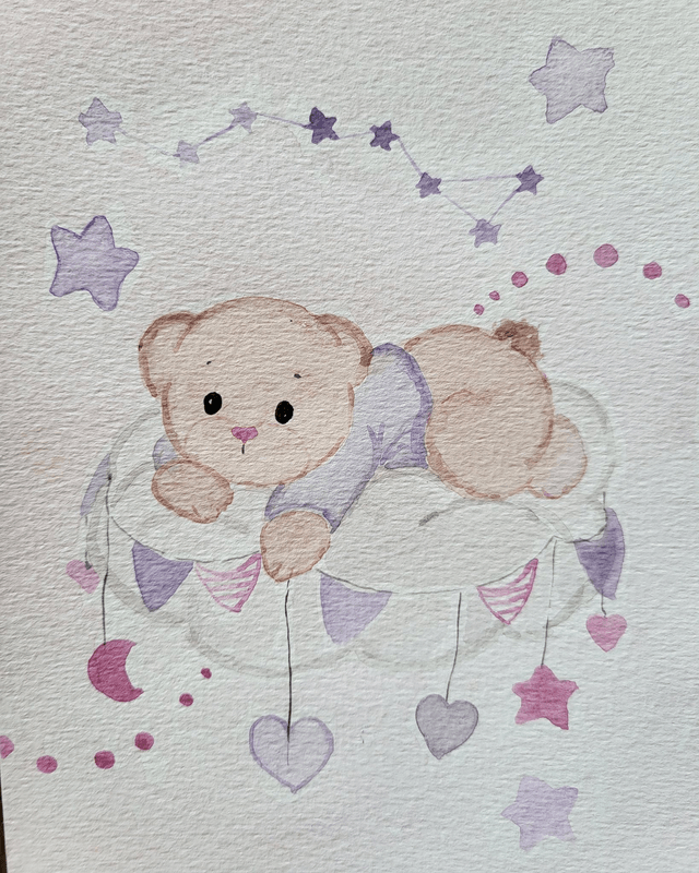 Mignon petit ours sur son nuage 