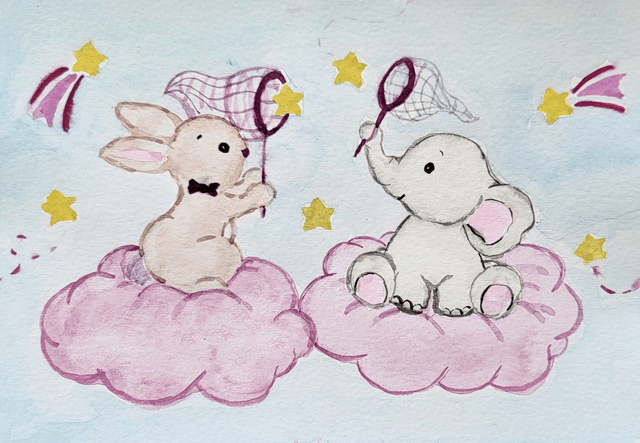 Le lapin et l'éléphant joueurs 