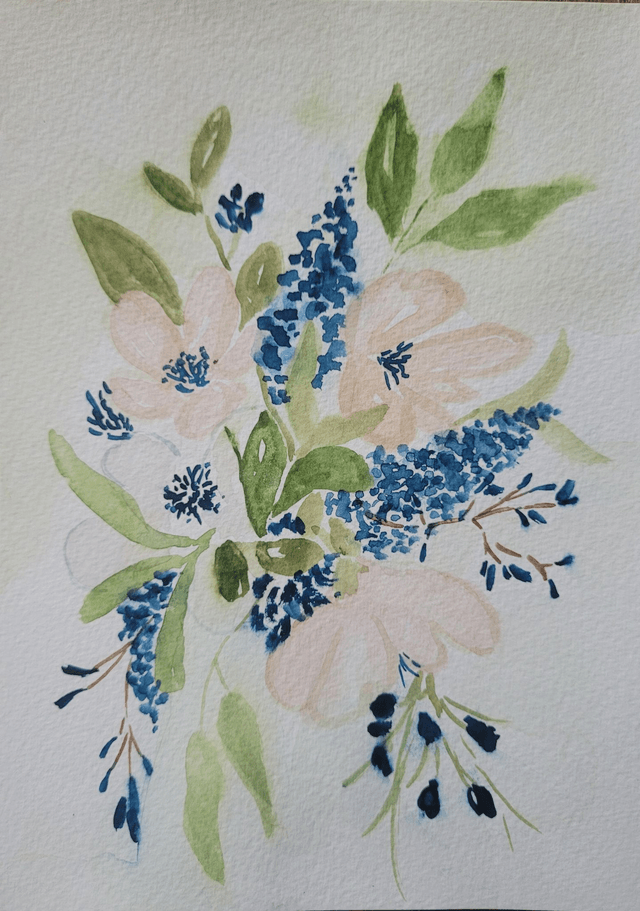 Le bouquet de fleurs bleues 