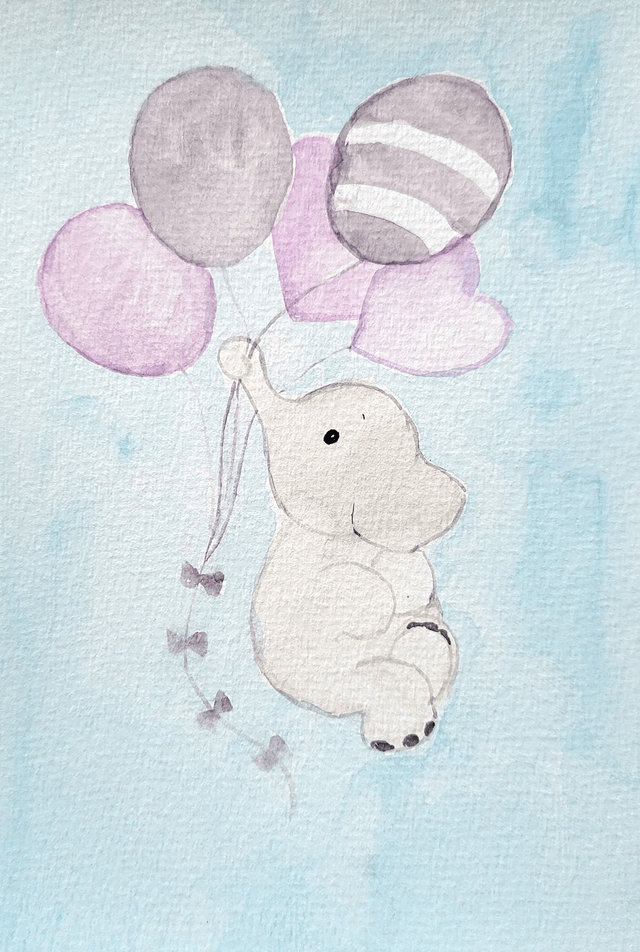 Éléphant dans le ciel et ses ballons 