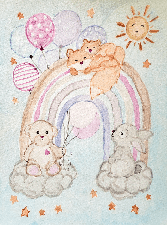 Les animaux et l'arc en ciel