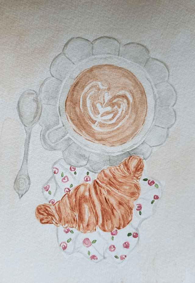 Un croissant et un café 