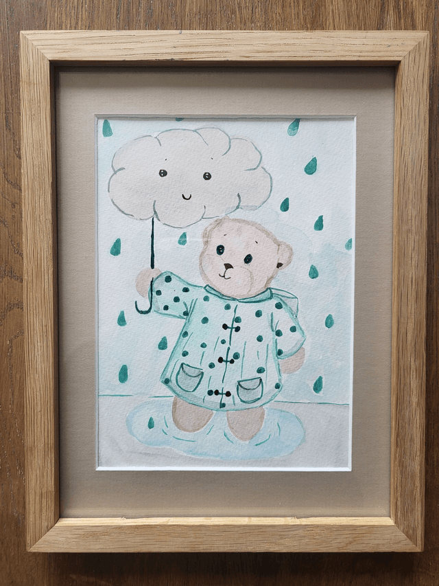 Petit ours sous la pluie